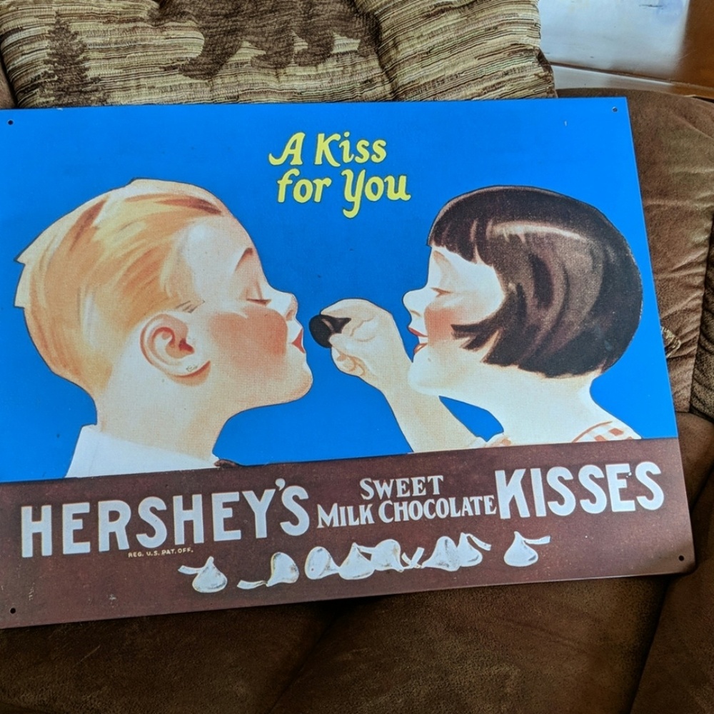 COPY - Hershey kisses vintage metal sign